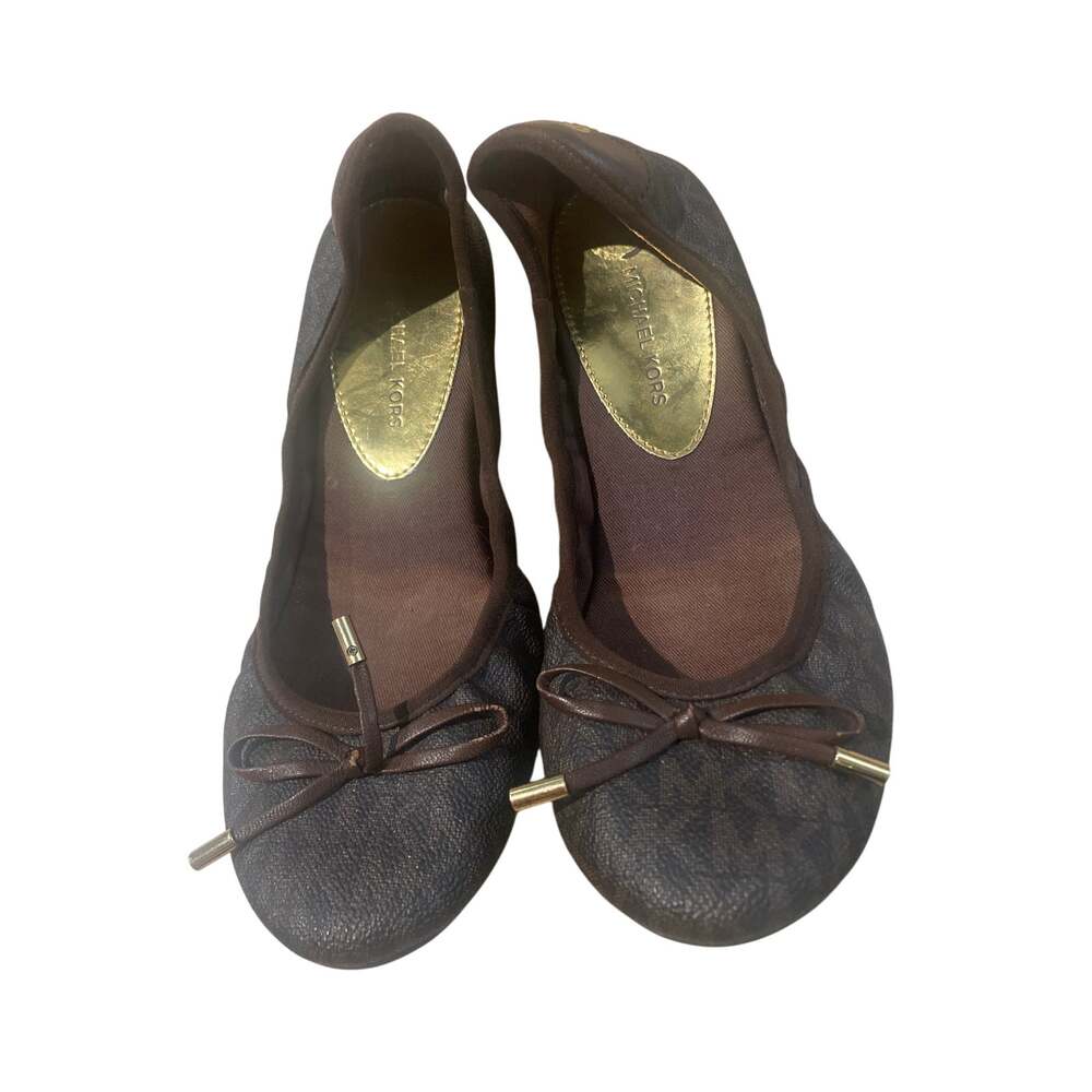 Michael Kors ballet flats women’s size 7 brown leather logo bow